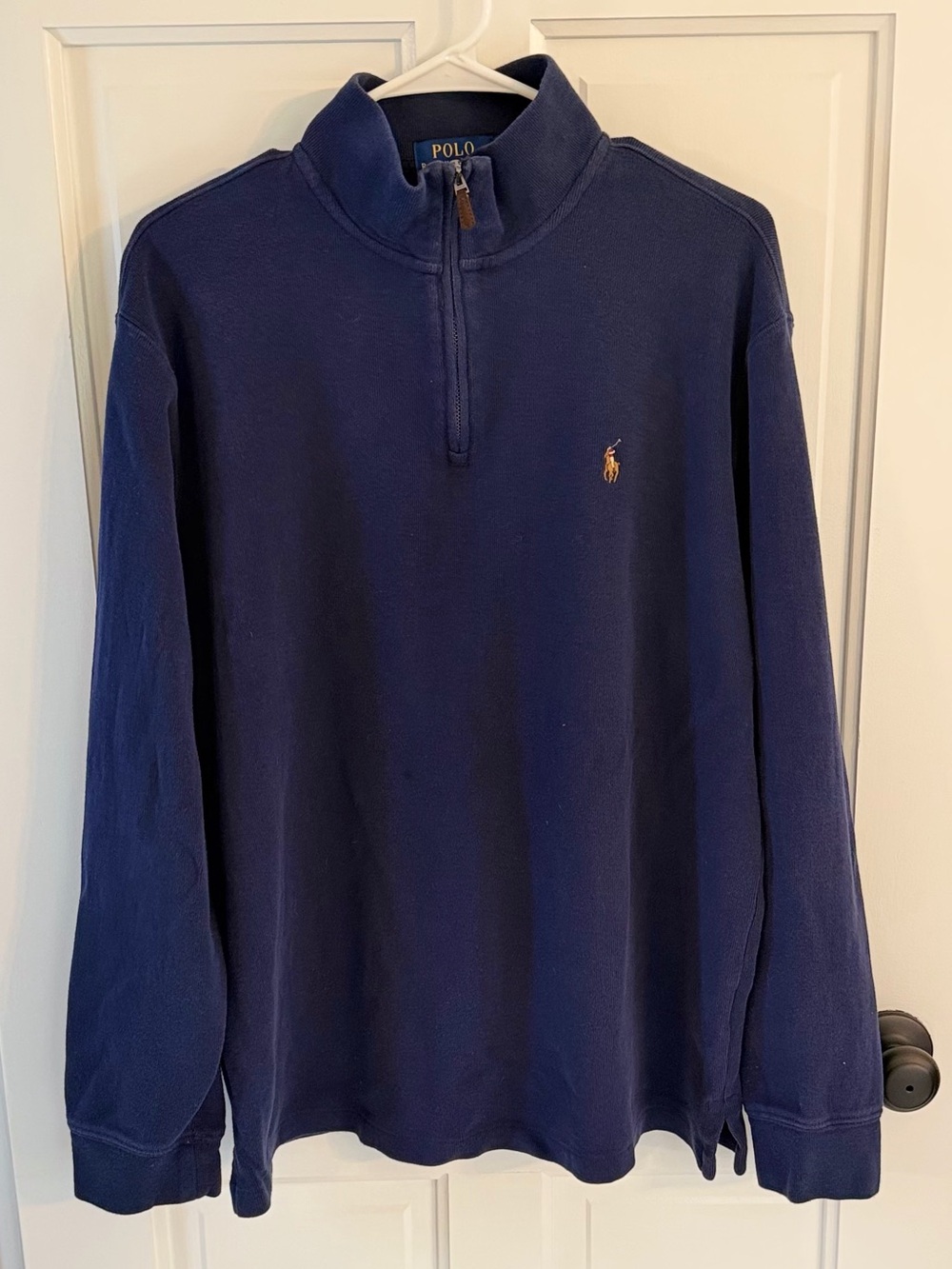 Polo Ralph Lauren Estate Rib Quarter Zip Pullover Navy Blue Men’s Large